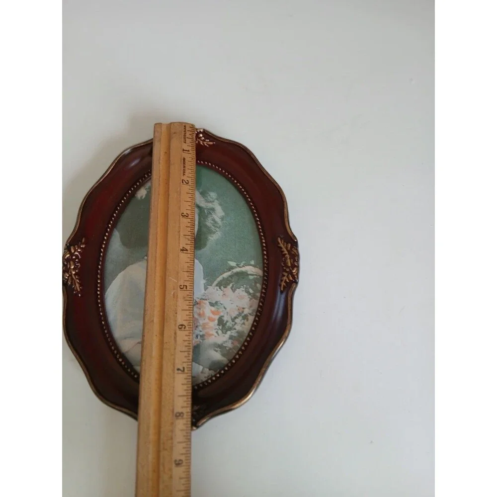 Vtg  Style Oval Burgundy Gold Ornate Picture Frame Victorian Child Portrait